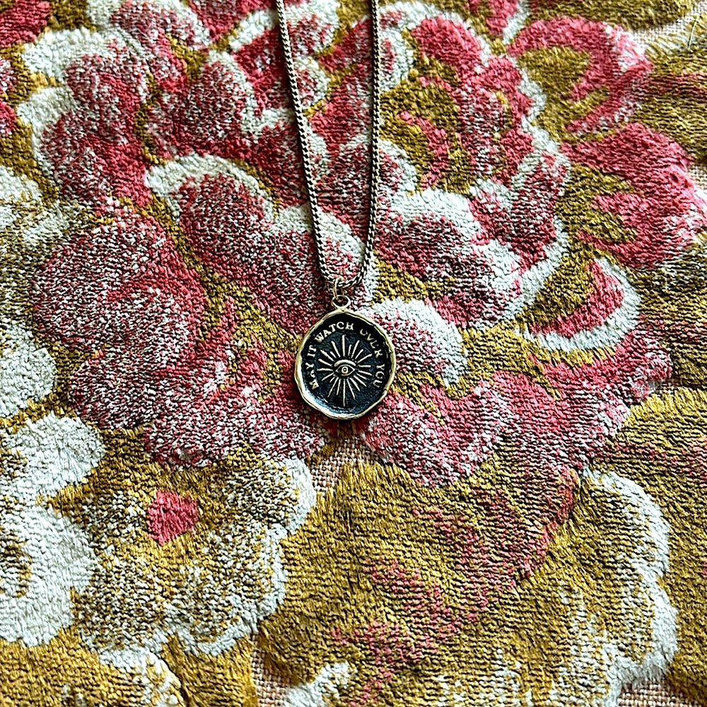 14k gold Pyrrha charm on a 20 inch 14k gold box chain. Higher Power Talisman.